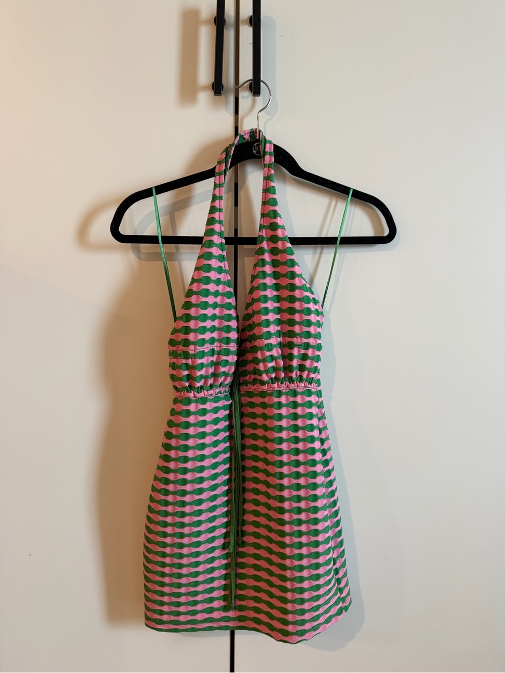 Zara Pink and Green Halter Dress